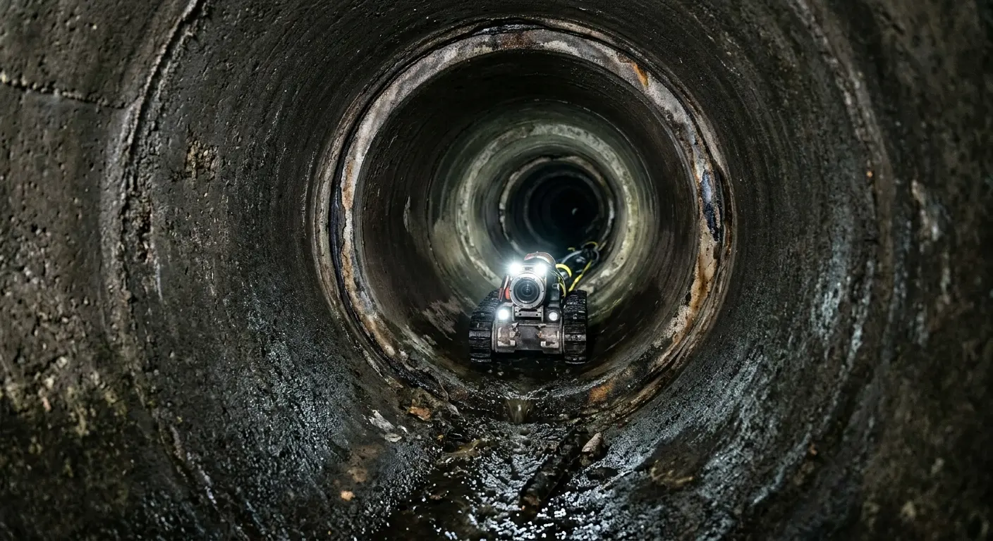 Robotic sewer camera inspecting pipe interior for Sewer Line Cleaning in Cloverdale